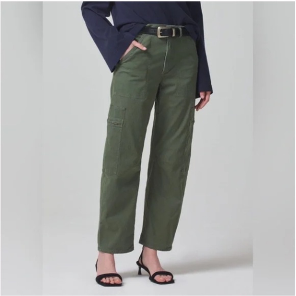 Citizens of Humanity Marcelle Low Slung Easy Cargo in Green 25 NWOT - Picture 2 of 12
